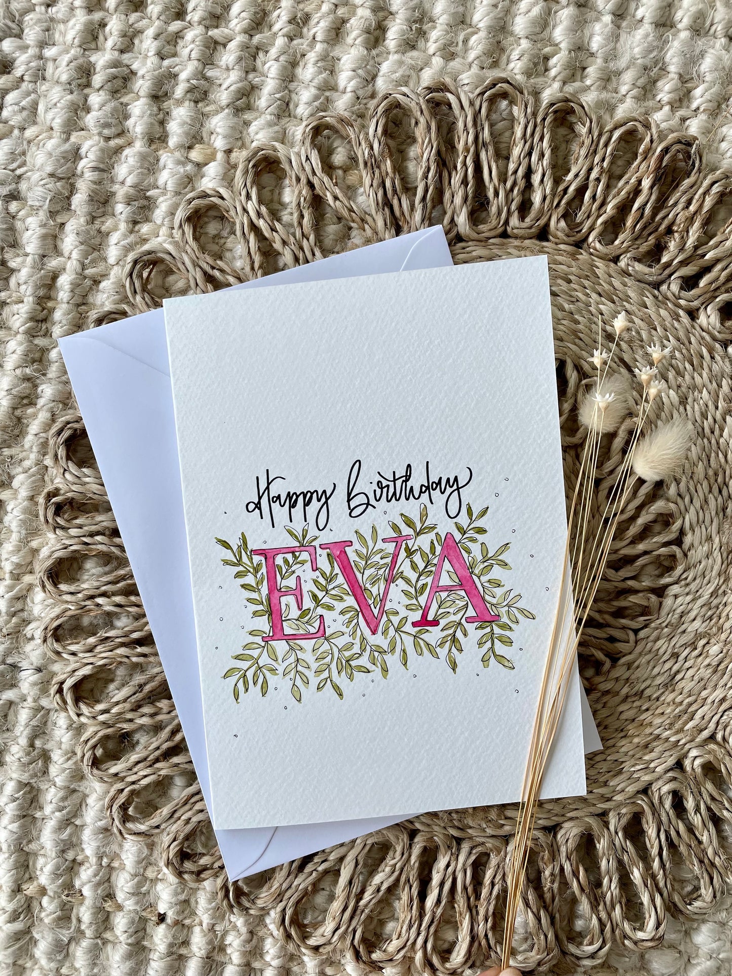 Personalised Botanical Happy Birthday Name Card