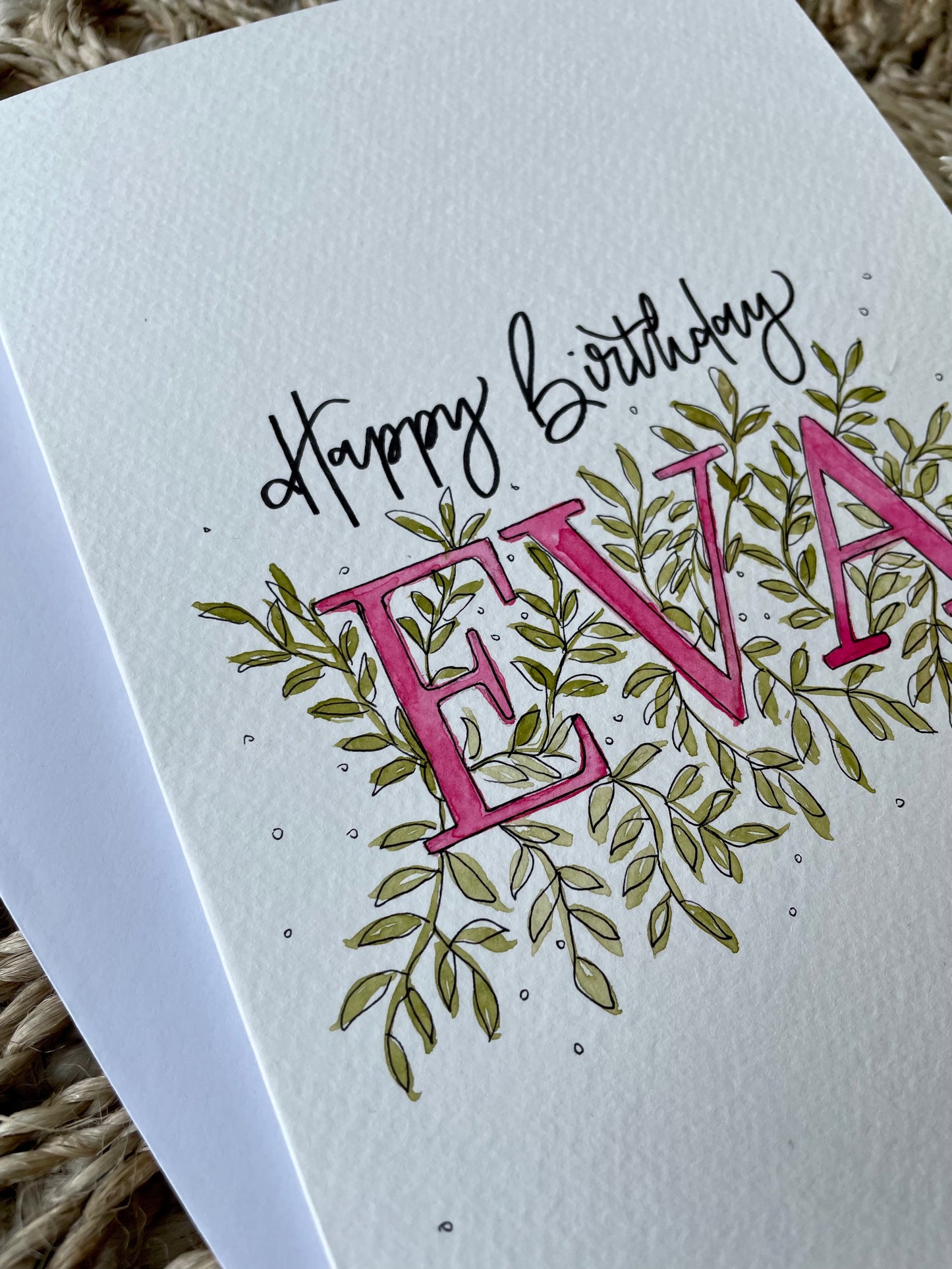 Personalised Botanical Happy Birthday Name Card