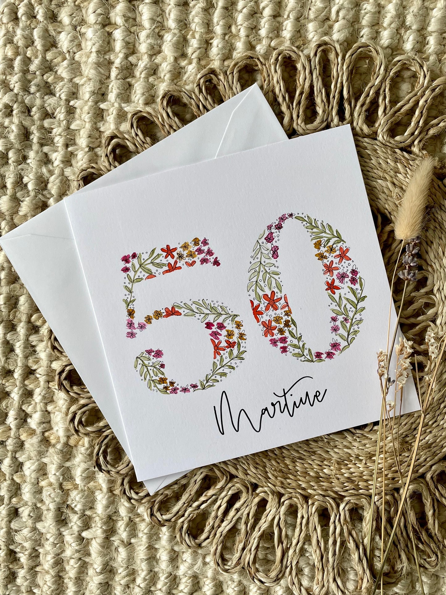 Large Floral Number Card