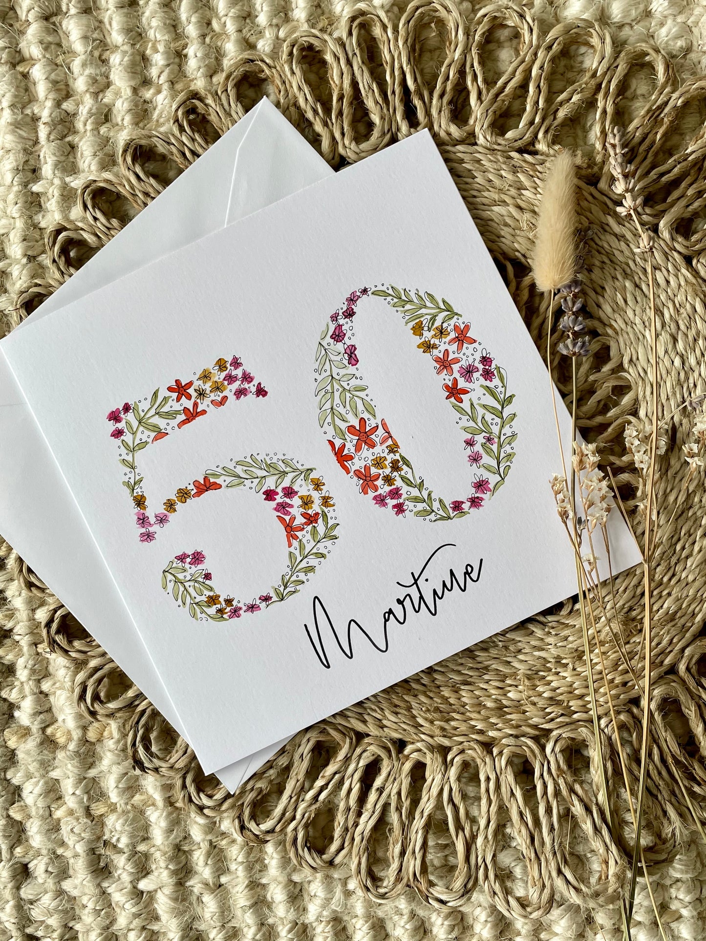 Large Floral Number Card