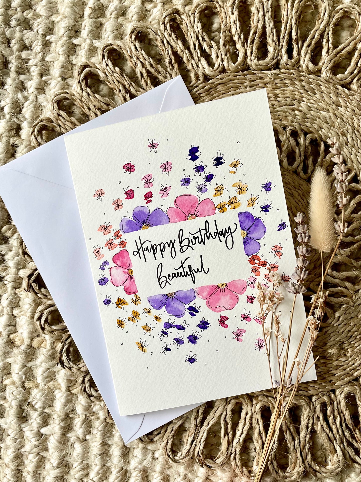 Pink & Purple Floral Birthday Card