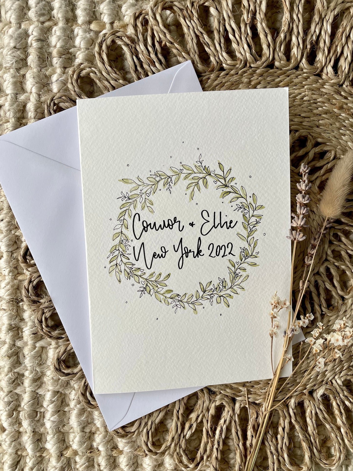 Personalised Botanical Circle Wreath Card