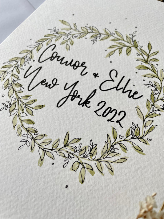 Personalised Botanical Circle Wreath Card