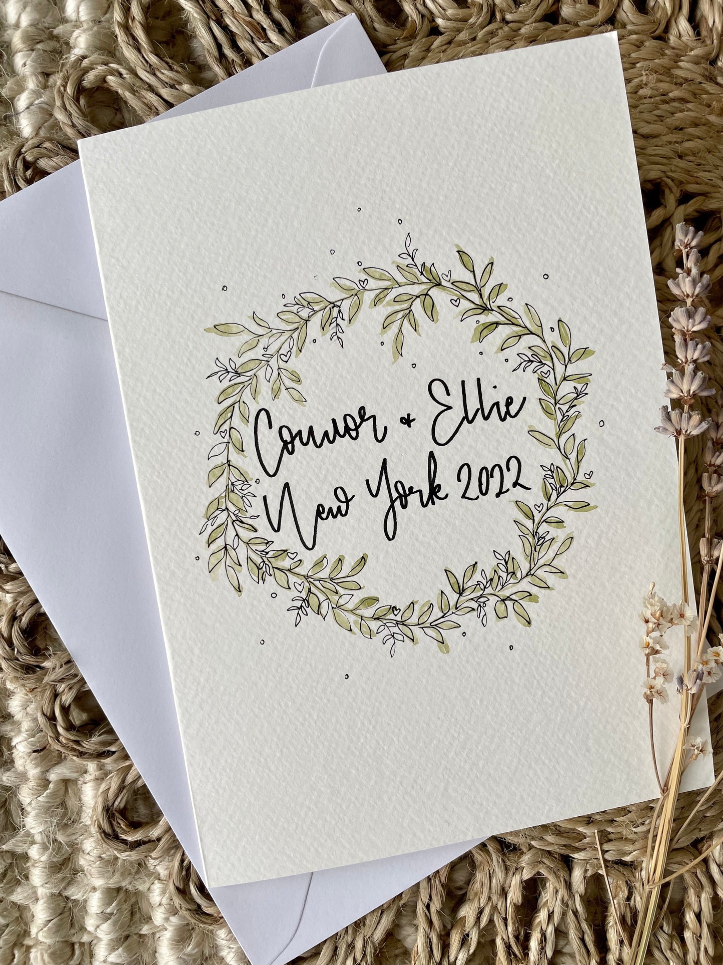 Personalised Botanical Circle Wreath Card