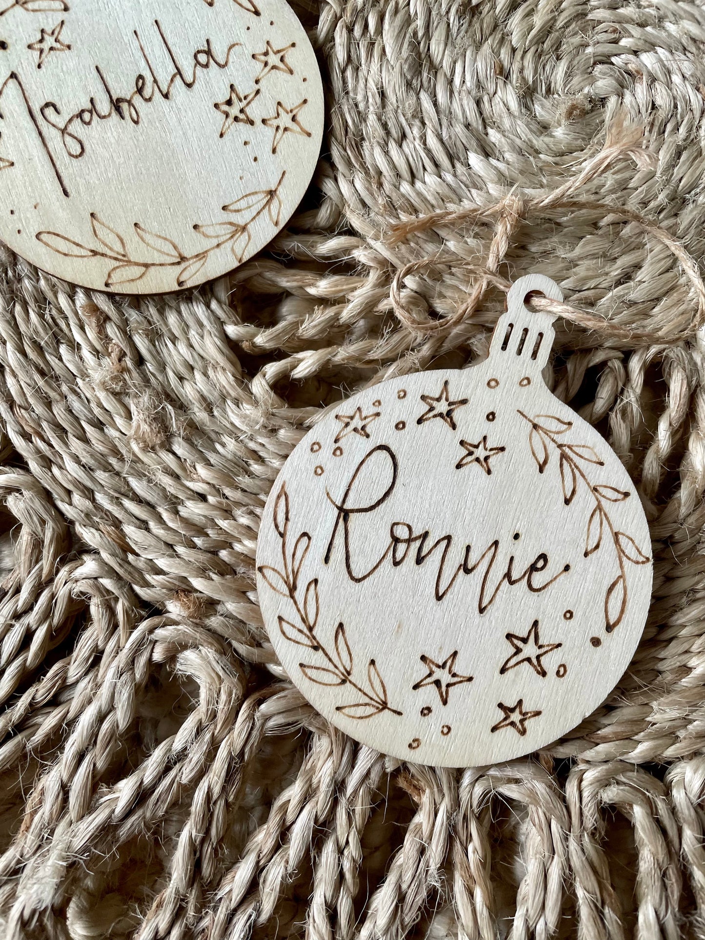 Personalised Name Engraved Wooden Tree Decoration