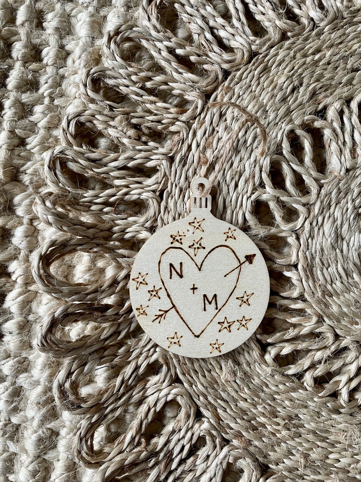 Personalised Love Design Engraved Wooden Tree Decoration