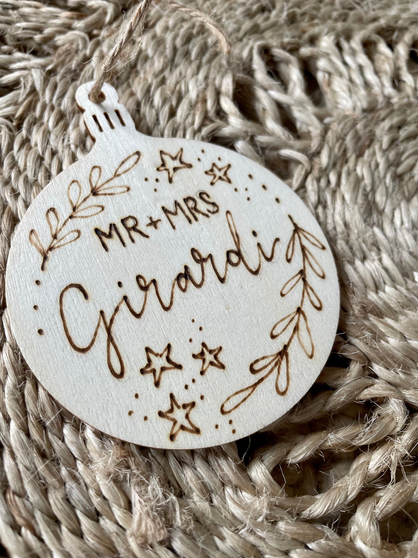 Personalised Love Design Engraved Wooden Tree Decoration
