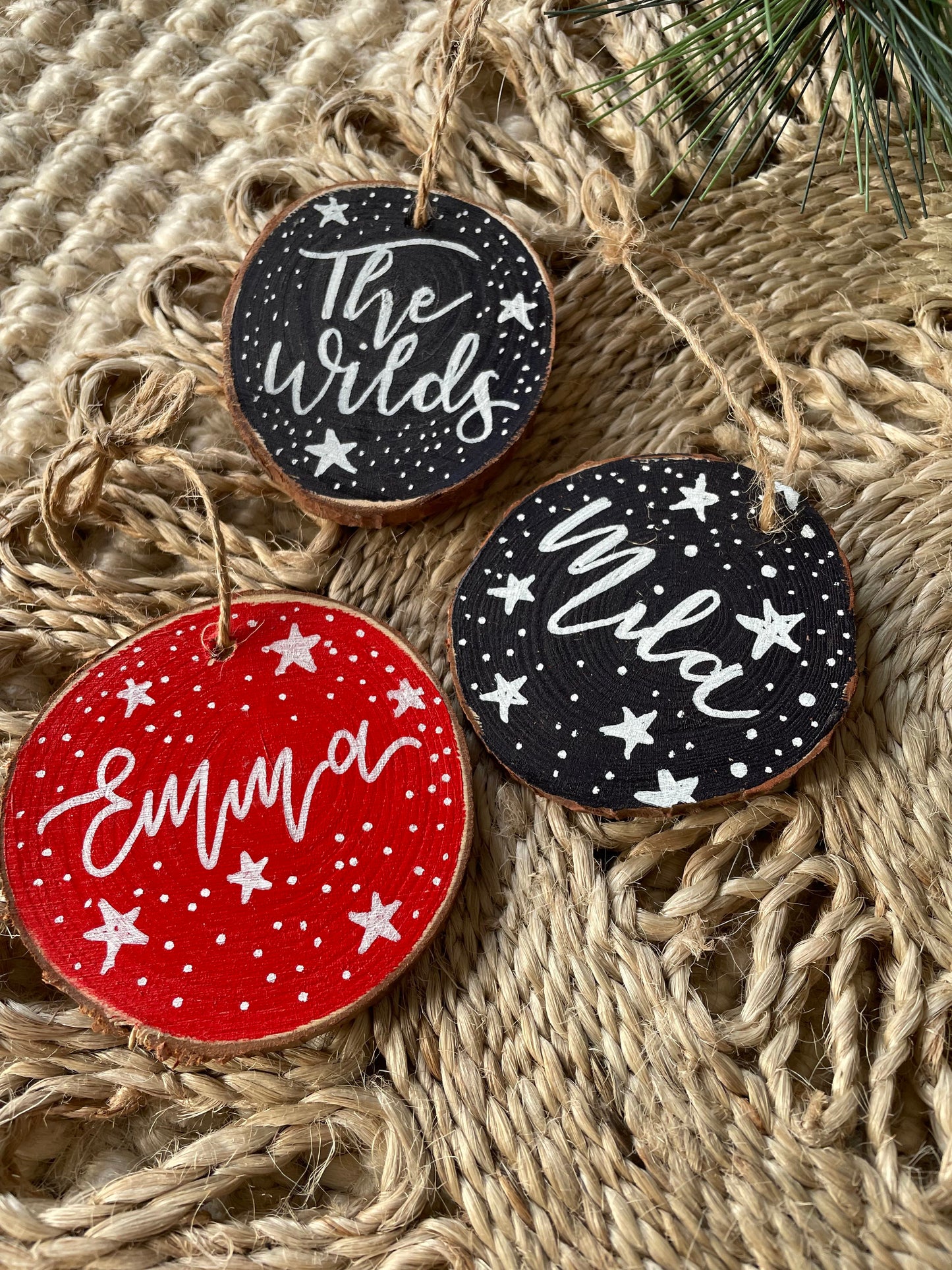 Personalised Hand Painted Wood Slice Christmas Tree Decoration