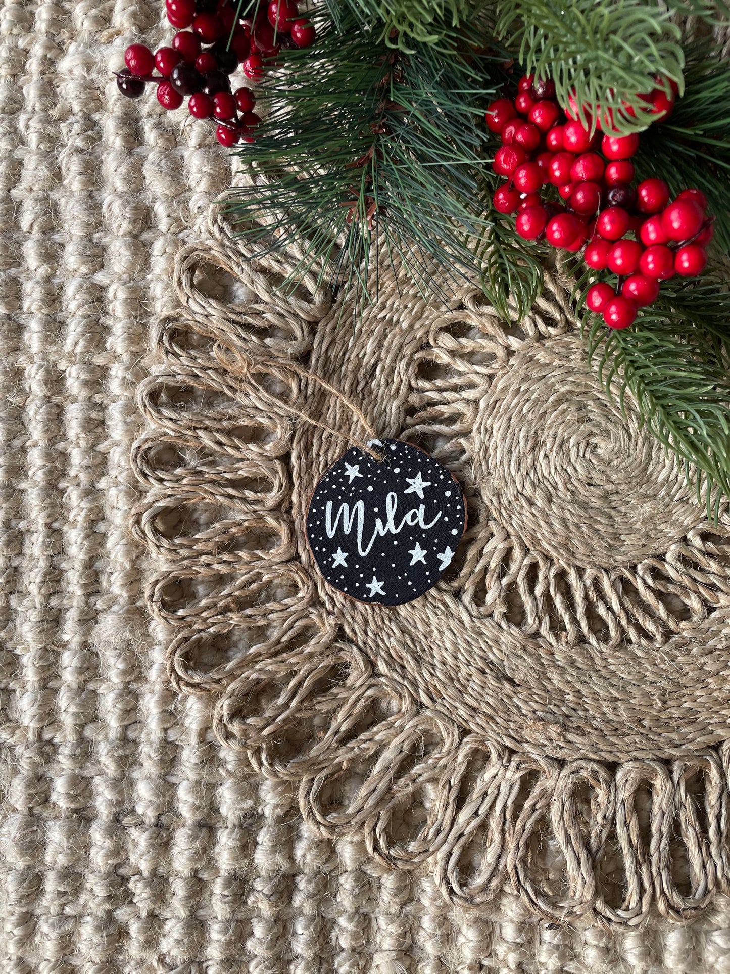 Personalised Hand Painted Wood Slice Christmas Tree Decoration