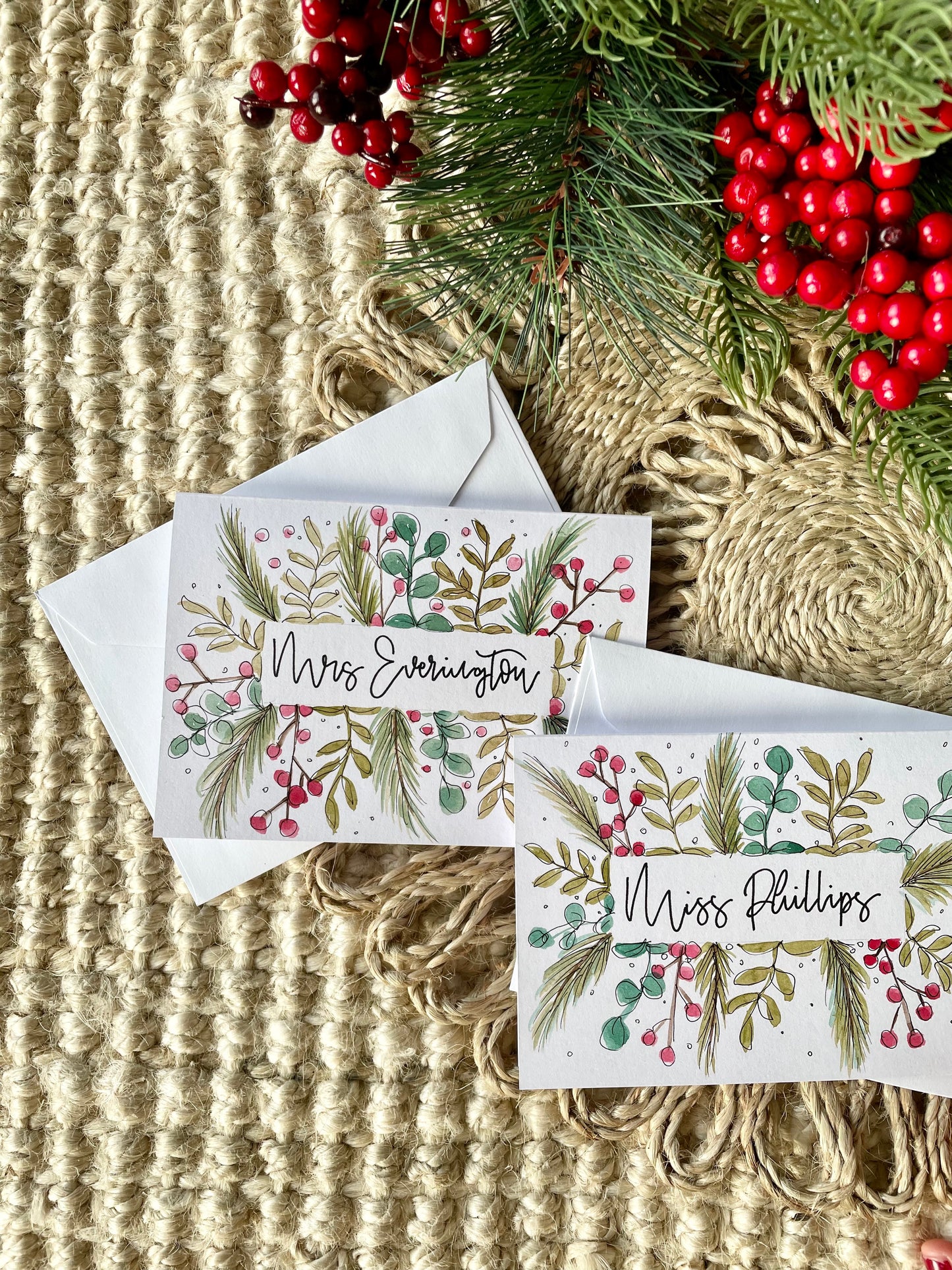 Personalised Christmas Teacher Name Card