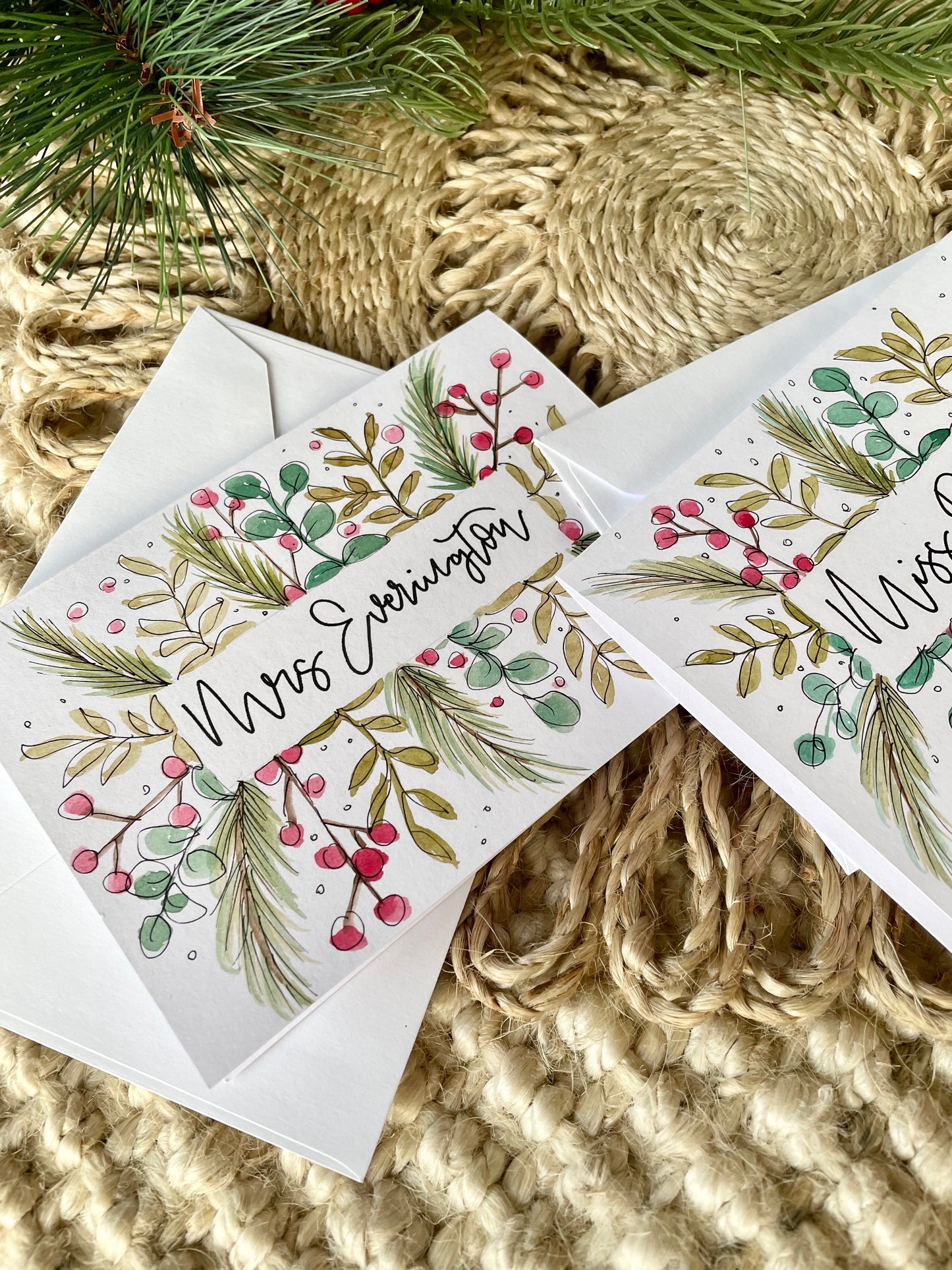 Personalised Christmas Teacher Name Card