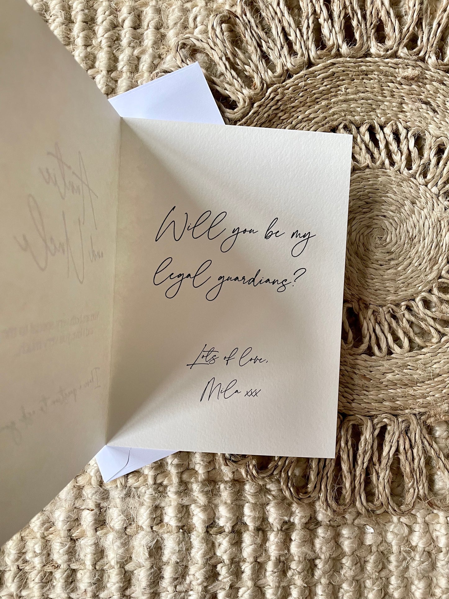 Personalised Will You Be My Legal Guardians / Godparents Card