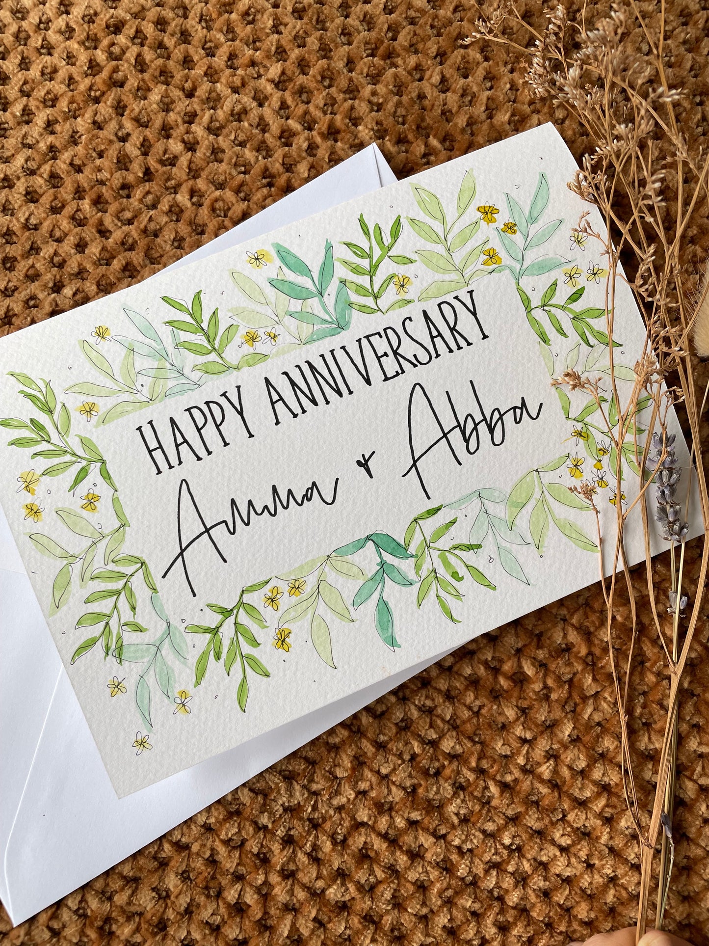 Personalised Botanical Border Anniversary Card