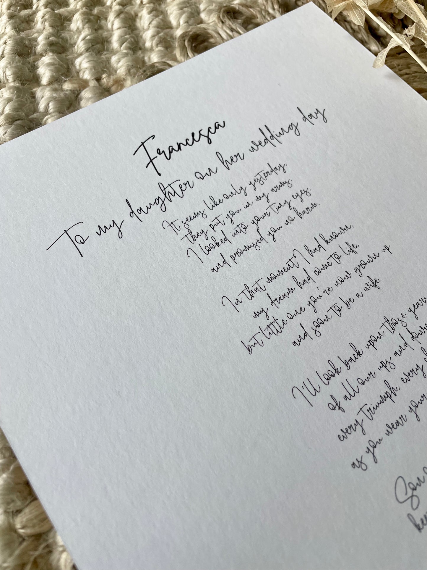 Personalised Bride To Be Poem From Mother Of The Bride