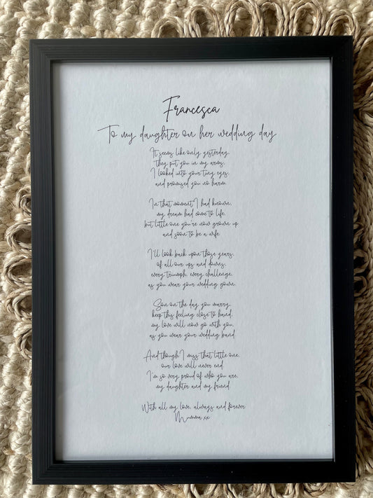 Personalised Bride To Be Poem From Mother Of The Bride