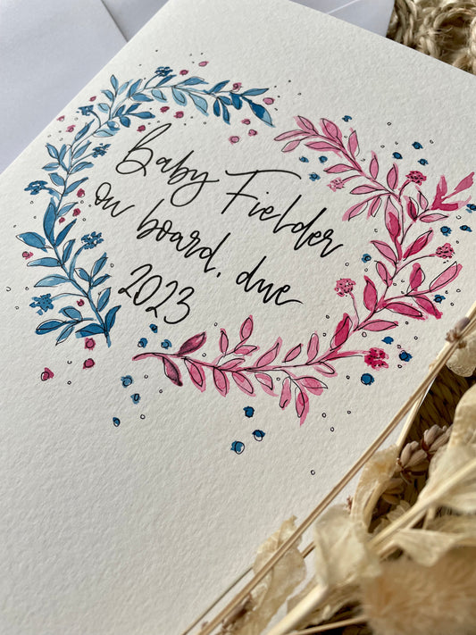 Personalised Baby Gender Reveal Card