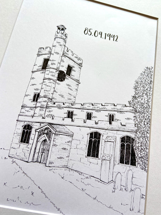 Wedding Venue Pen Illustration