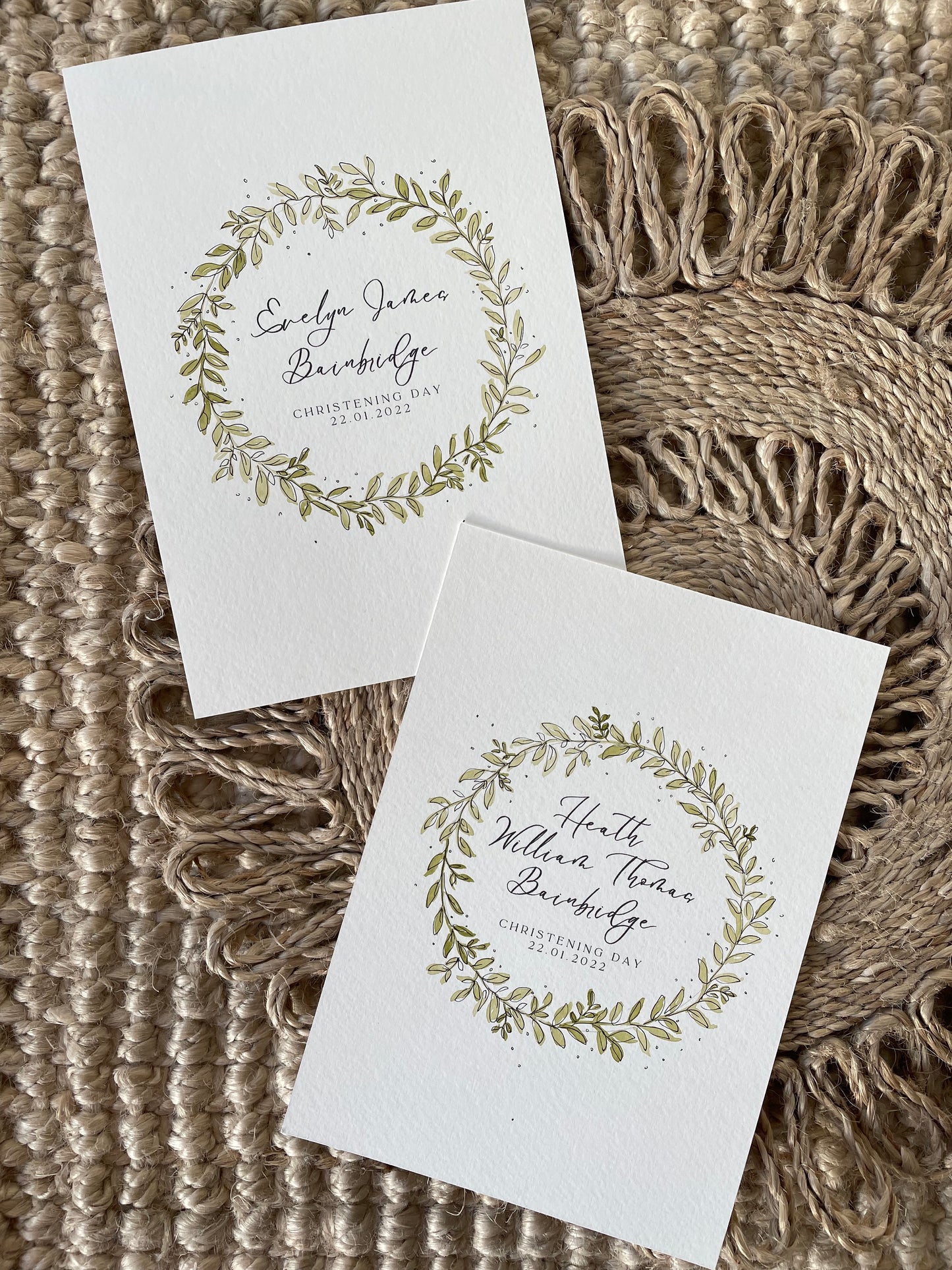 Personalised Botanical Wreath Custom Name Date Print