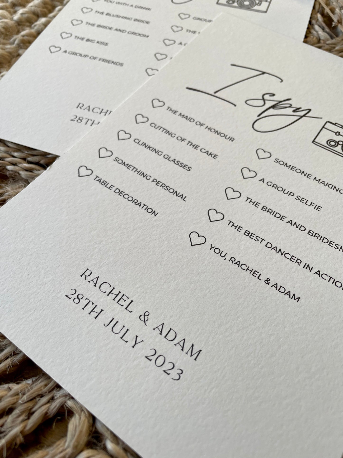 Personalised I Spy Wedding Photo Game Cards