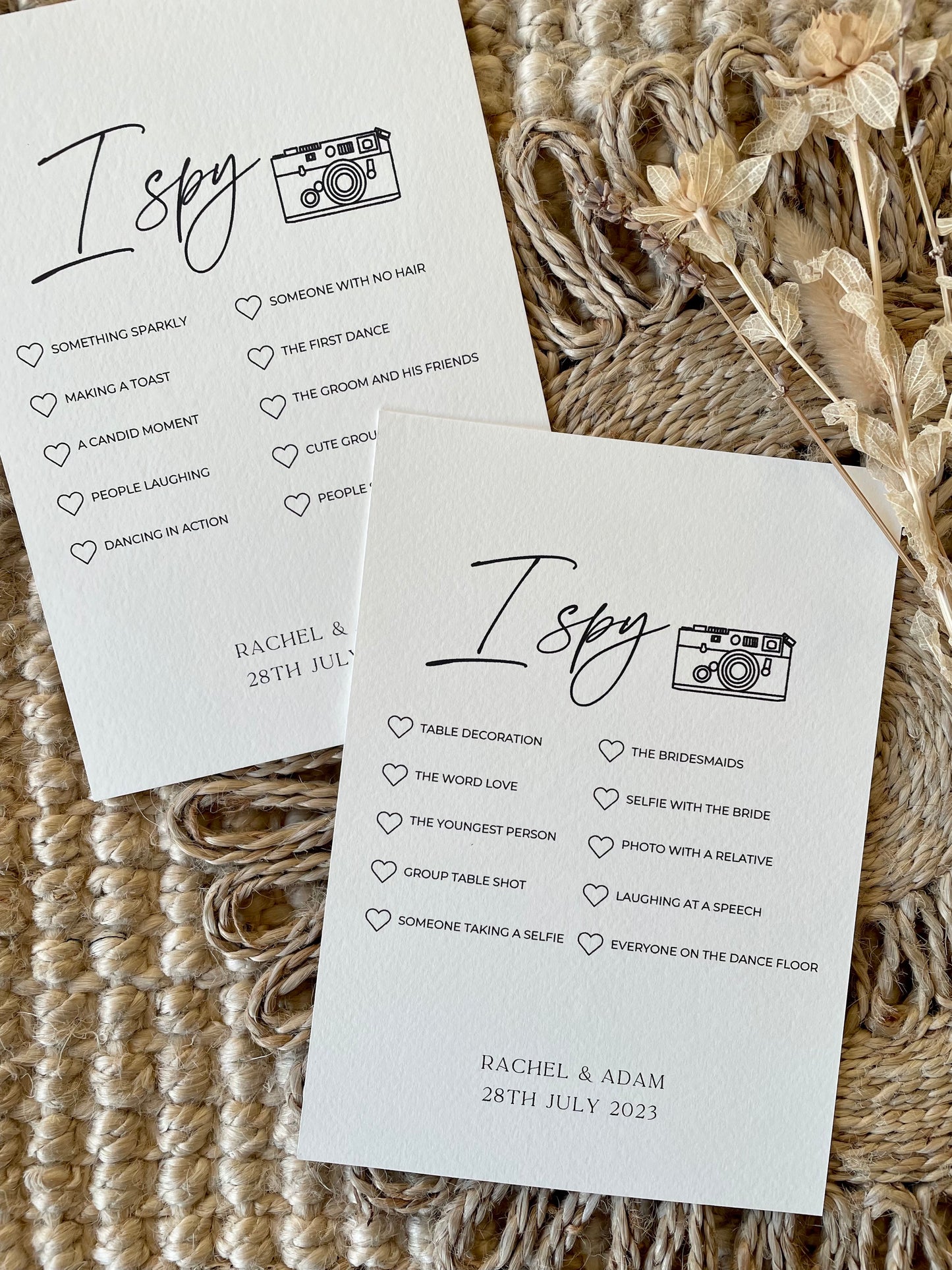 Personalised I Spy Wedding Photo Game Cards