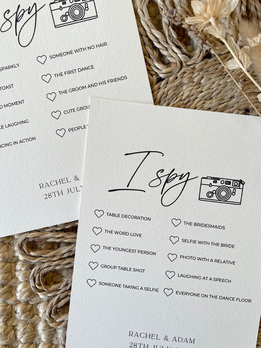 Personalised I Spy Wedding Photo Game Cards