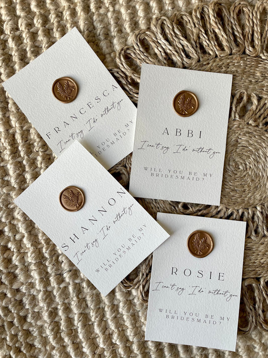 Personalised Wax Seal Stamp Bridesmaid Proposal Post card
