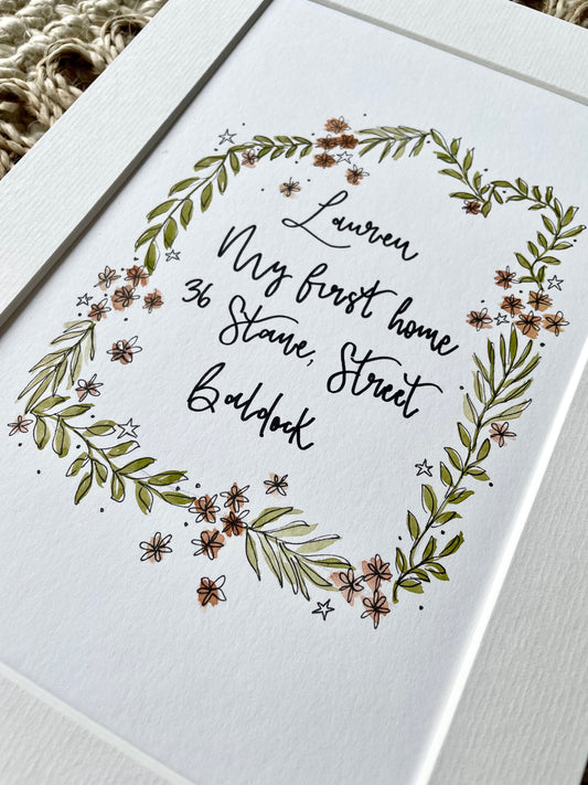 Personalised Botanical House Watercolour Illustration