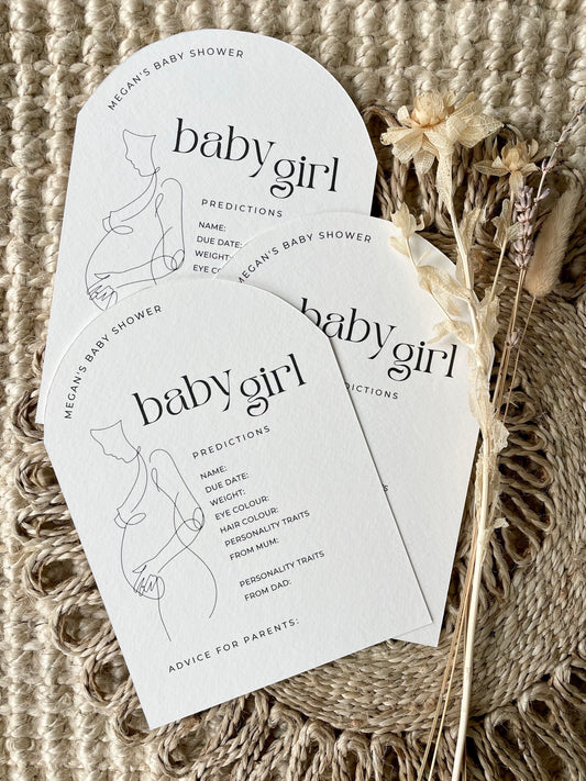 Personalised Minimalist Baby Shower Prediction cards