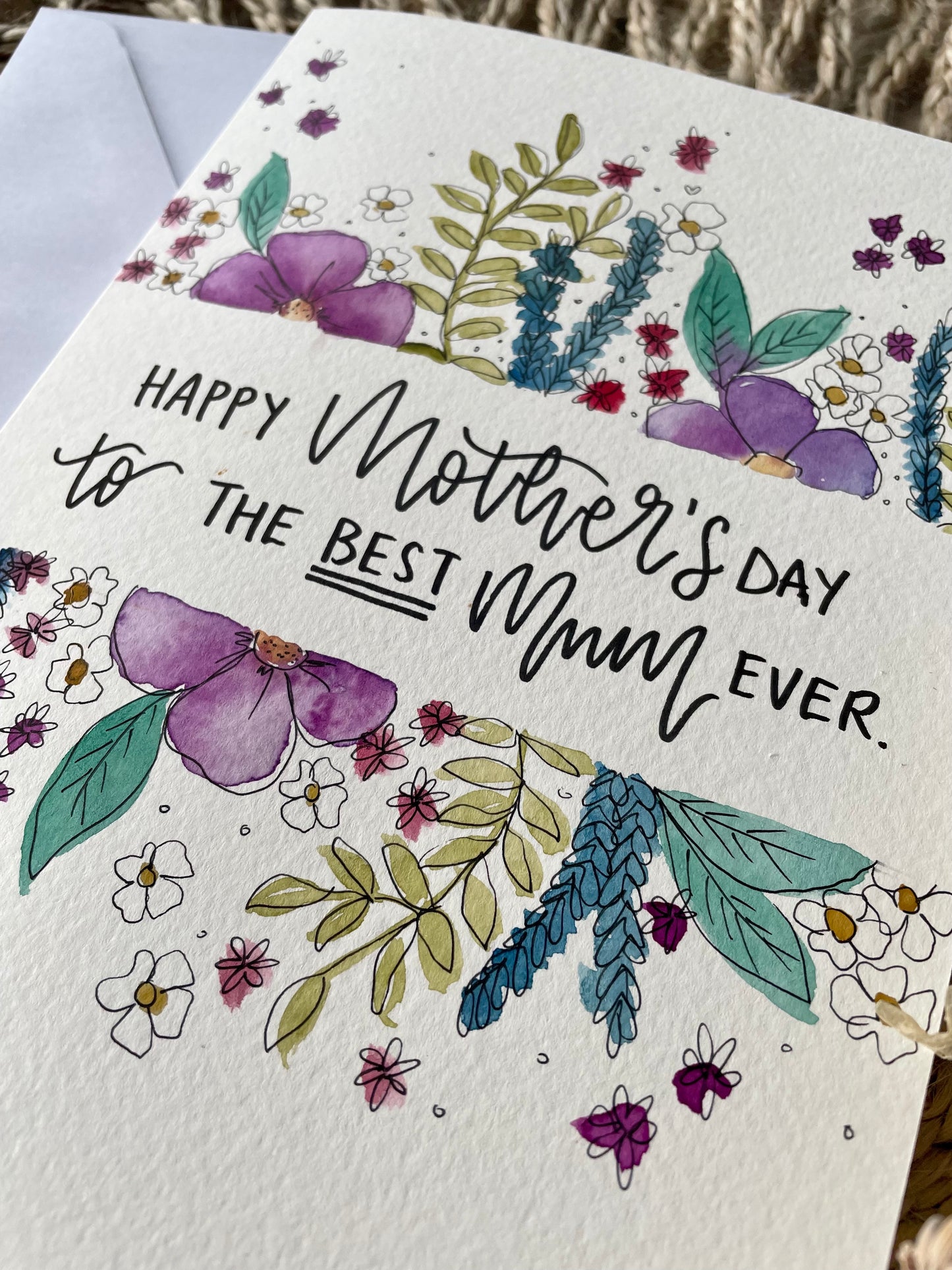 Personalised Purple Floral Border Mother's Day Card