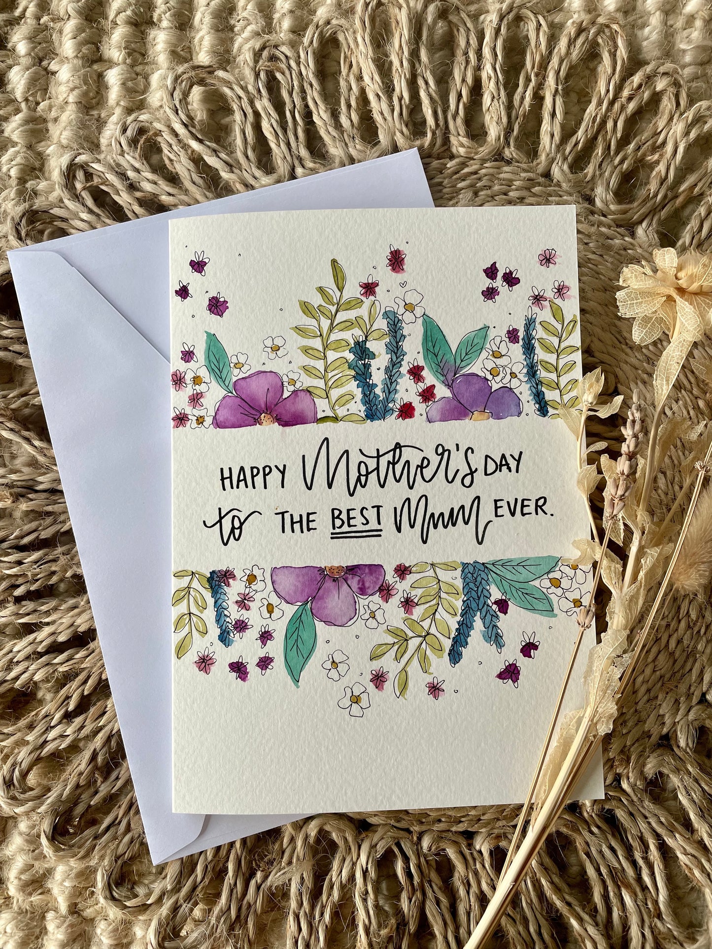 Personalised Purple Floral Border Mother's Day Card