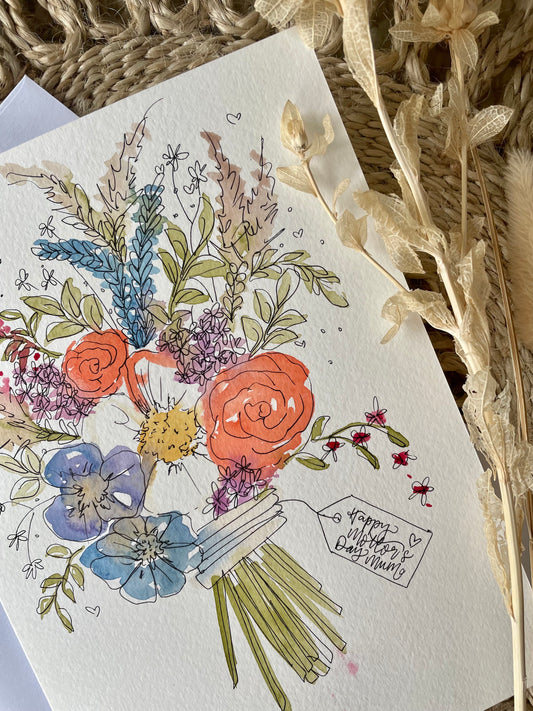 Personalised Multi Floral Bouquet Mother's Day Card