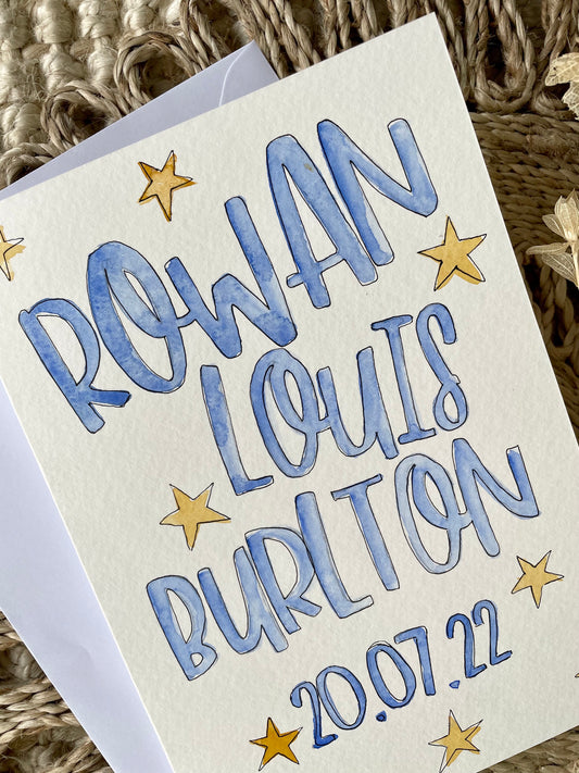 Name And Date New Baby Card