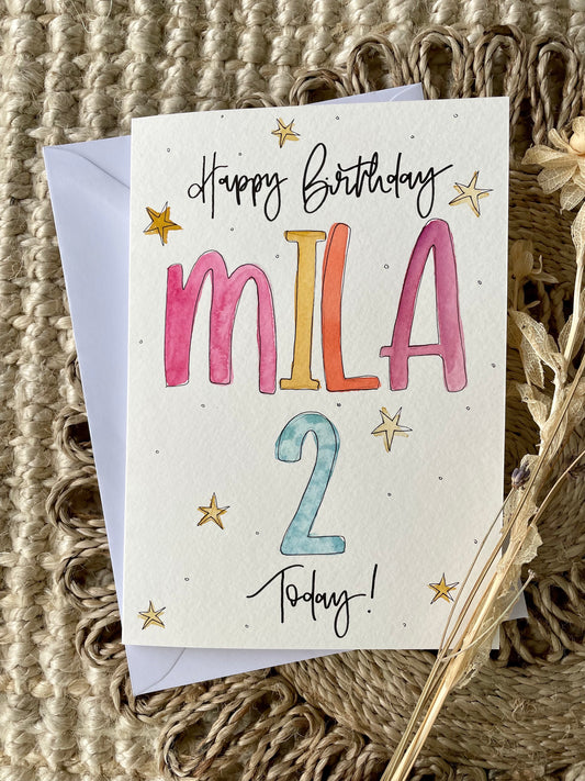Rainbow Name Birthday Card