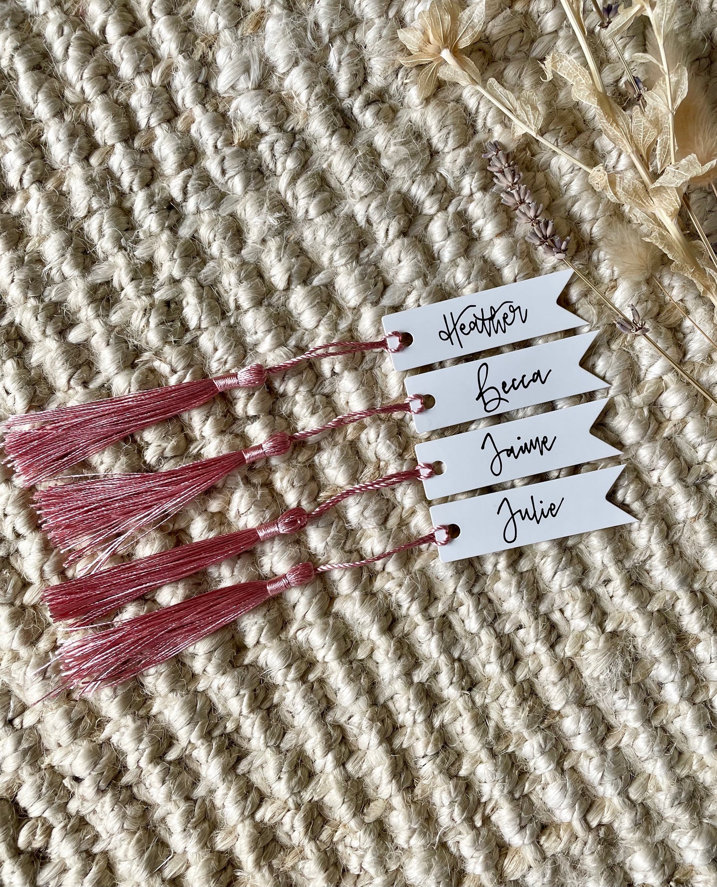 Luxury Powder Pink Tassel Place Name