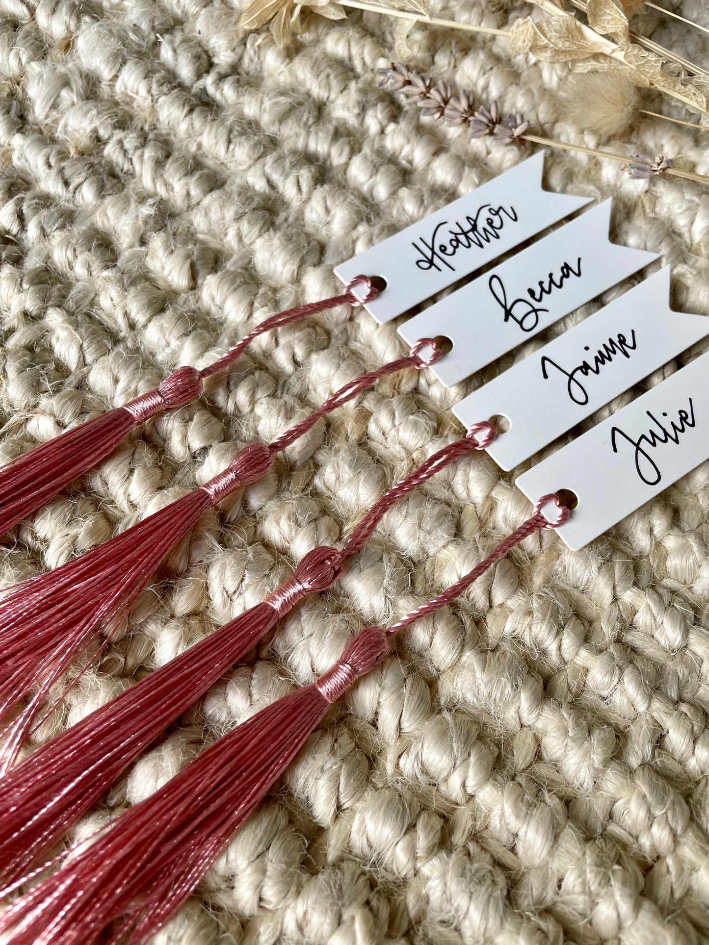 Luxury Powder Pink Tassel Place Name