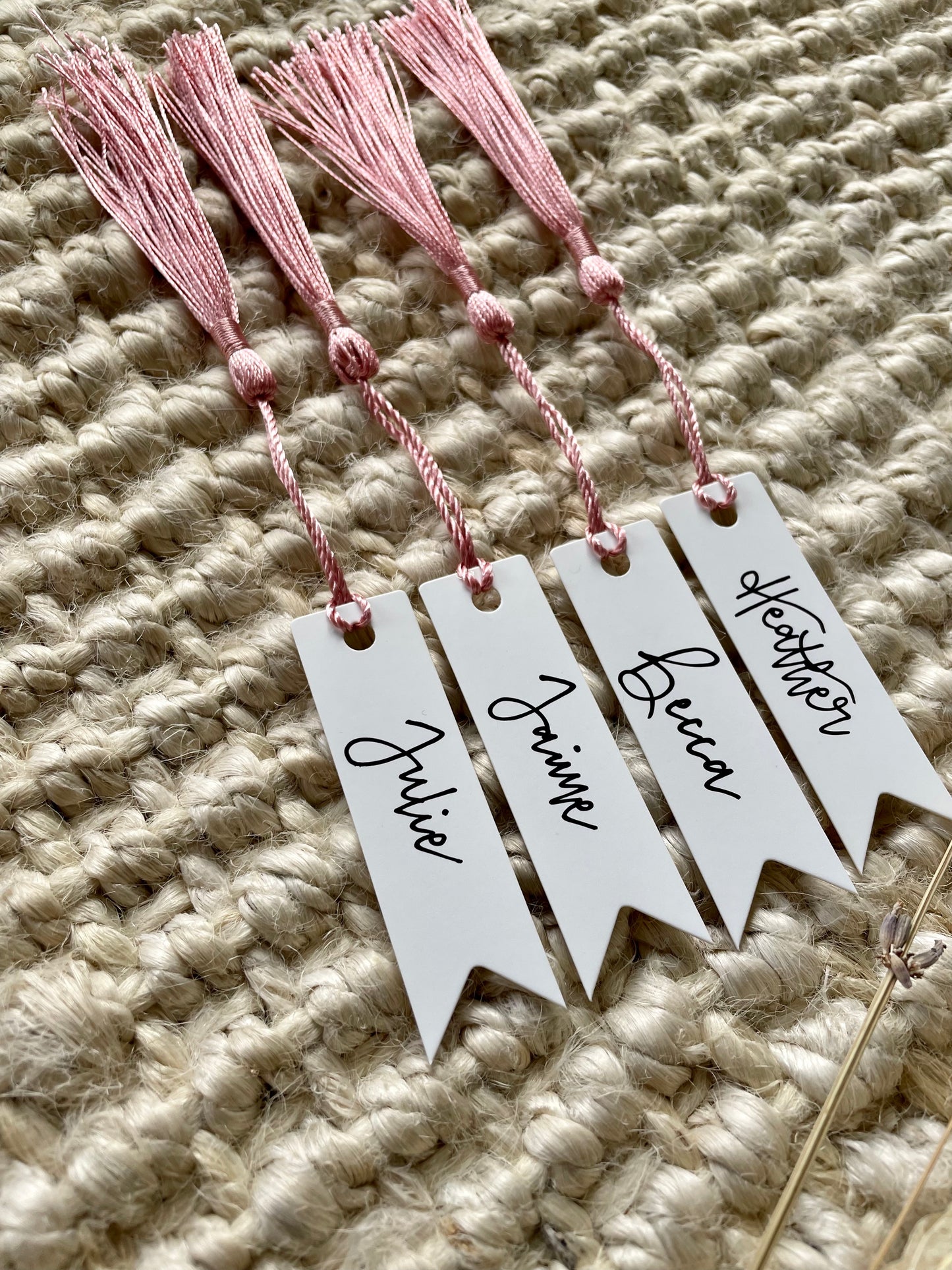 Luxury Powder Pink Tassel Place Name