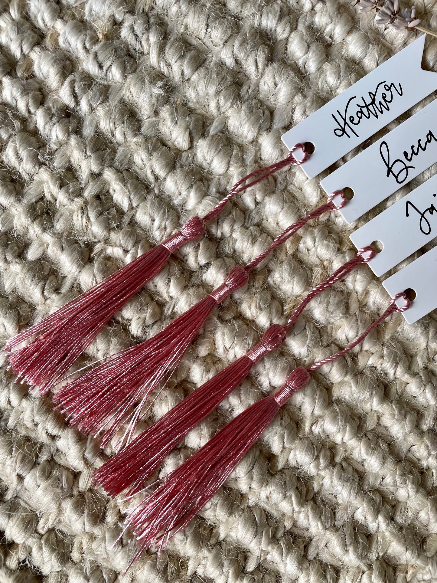 Luxury Powder Pink Tassel Place Name