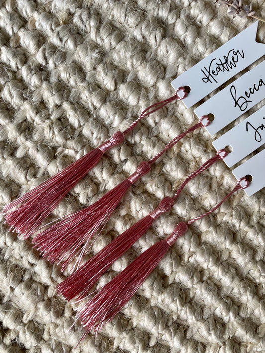 Luxury Powder Pink Tassel Place Name
