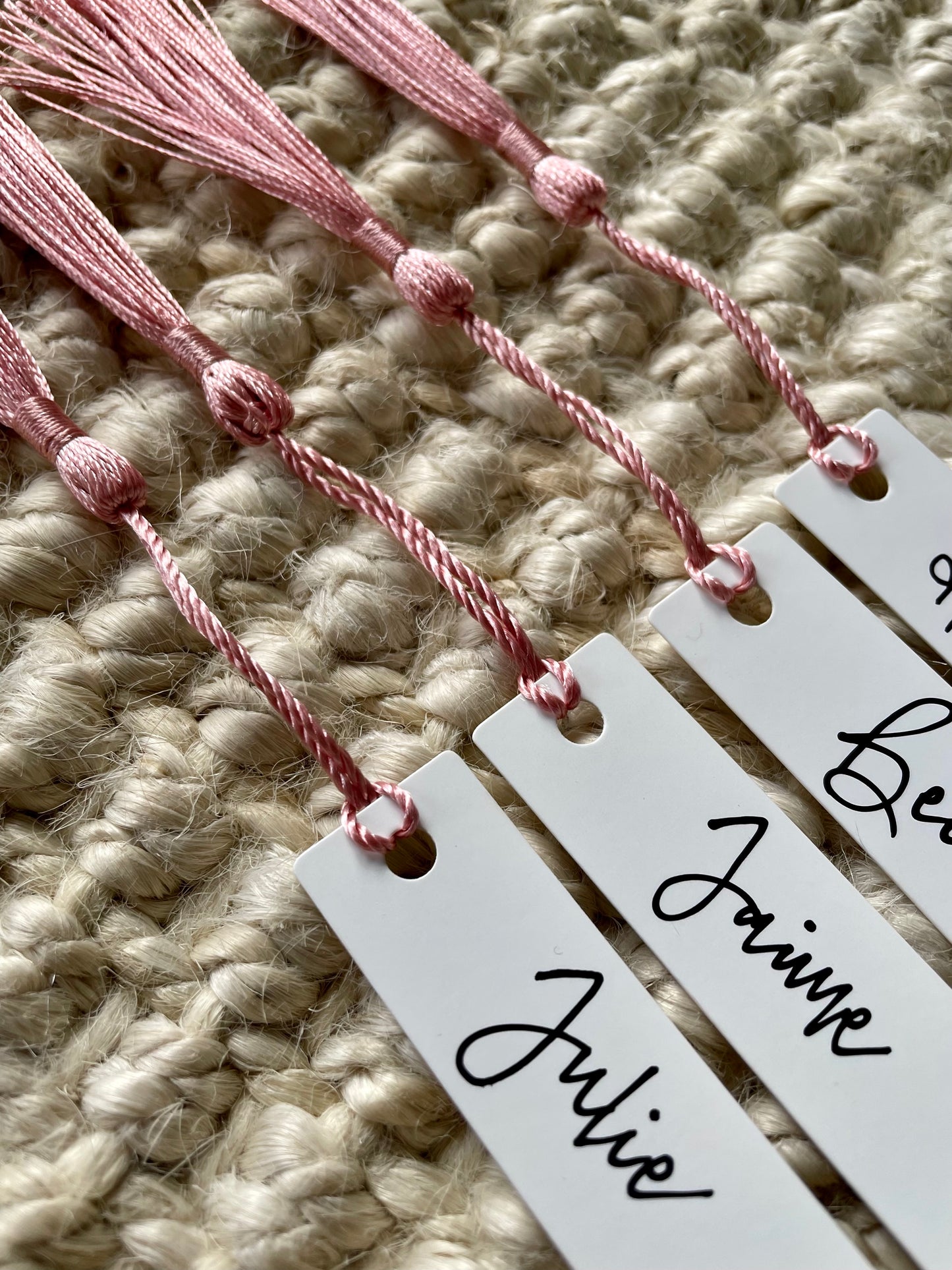 Luxury Powder Pink Tassel Place Name