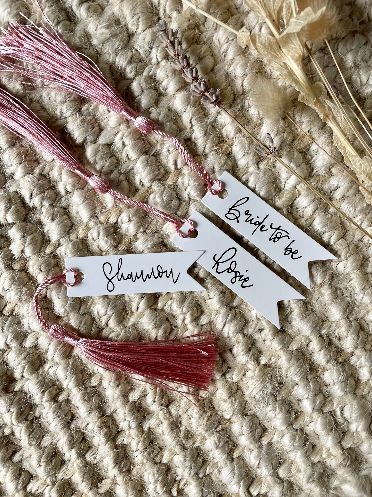 Luxury Powder Pink Tassel Place Name