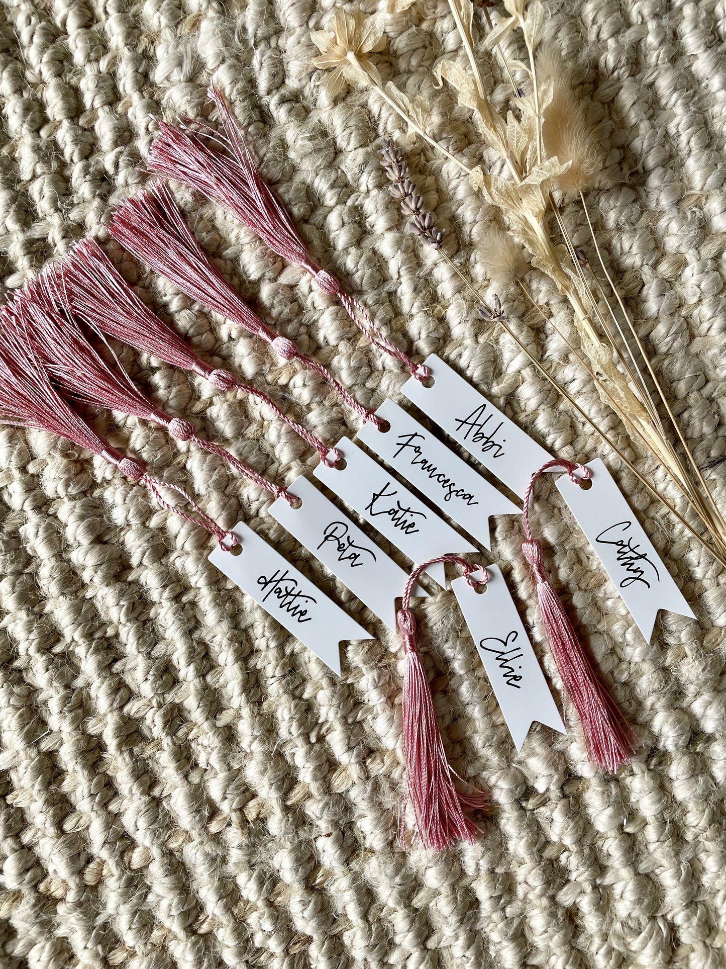 Luxury Powder Pink Tassel Place Name