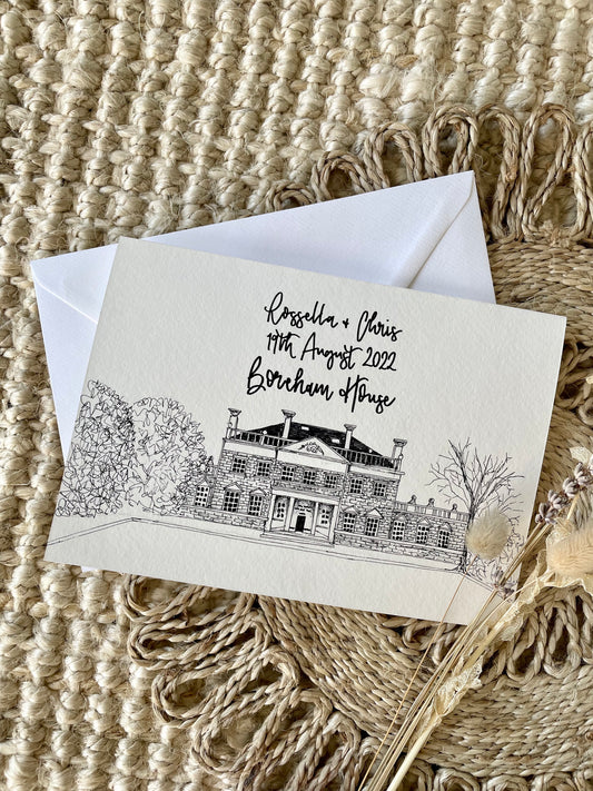 Wedding Venue Pen Drawing Card