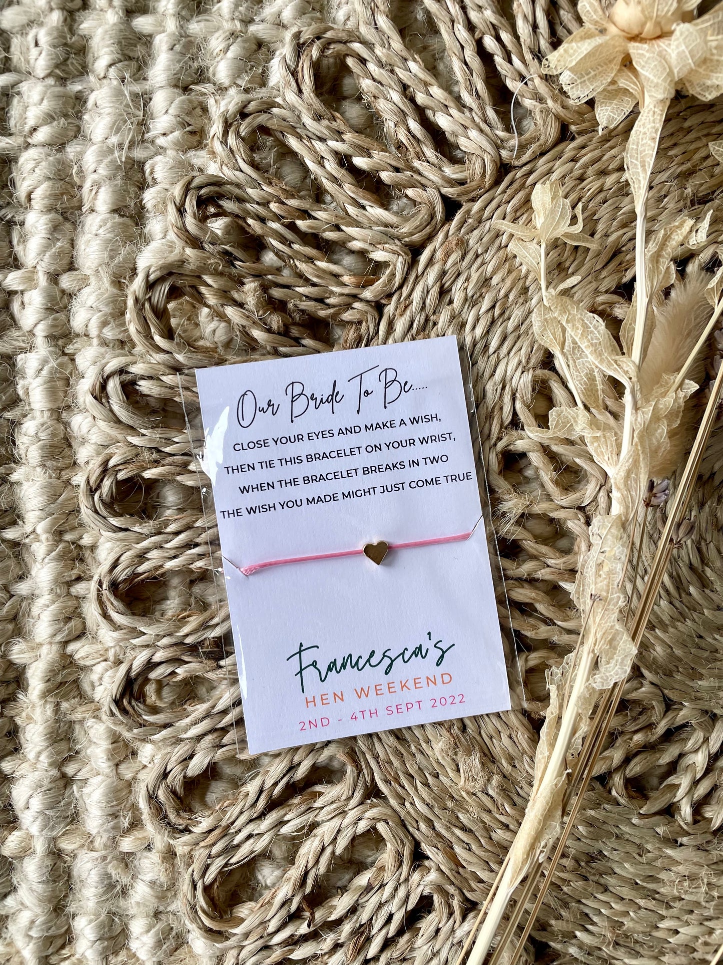 Hen Do Party Personalised Wish Bracelet