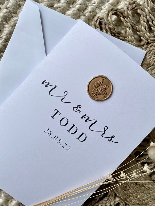 Mr & Mrs Wax Seal Wedding Card