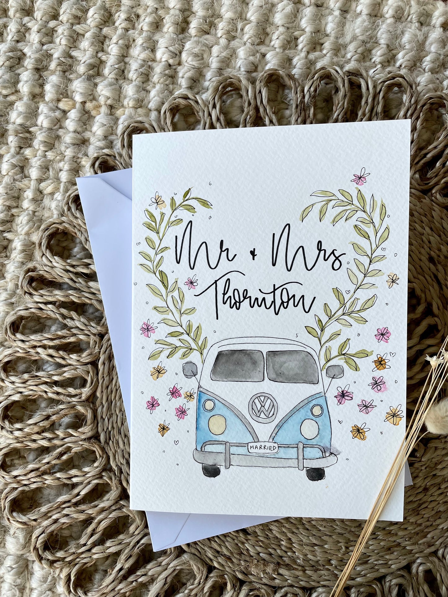 Mr & Mrs Campervan Wedding Card