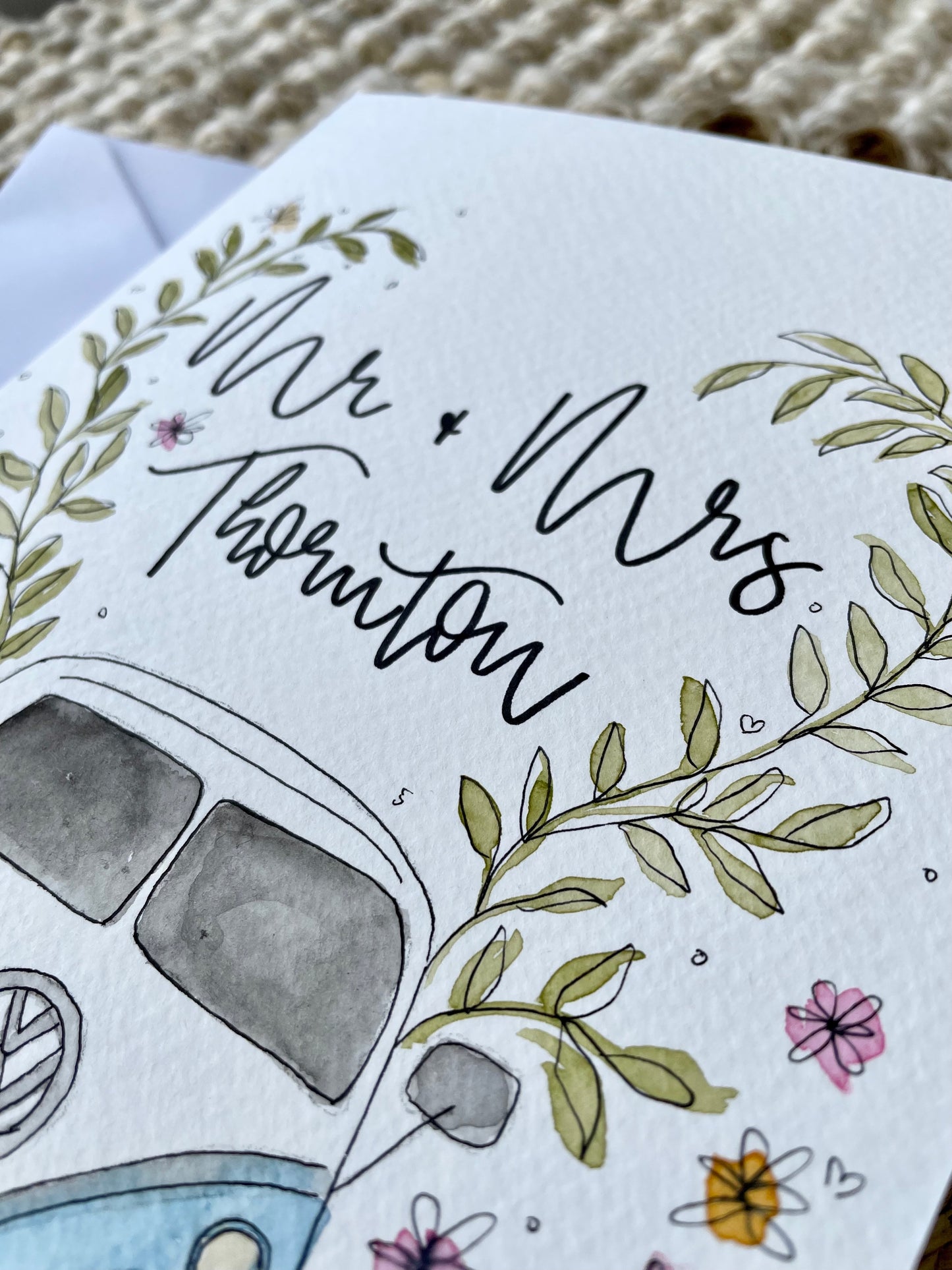 Mr & Mrs Campervan Wedding Card