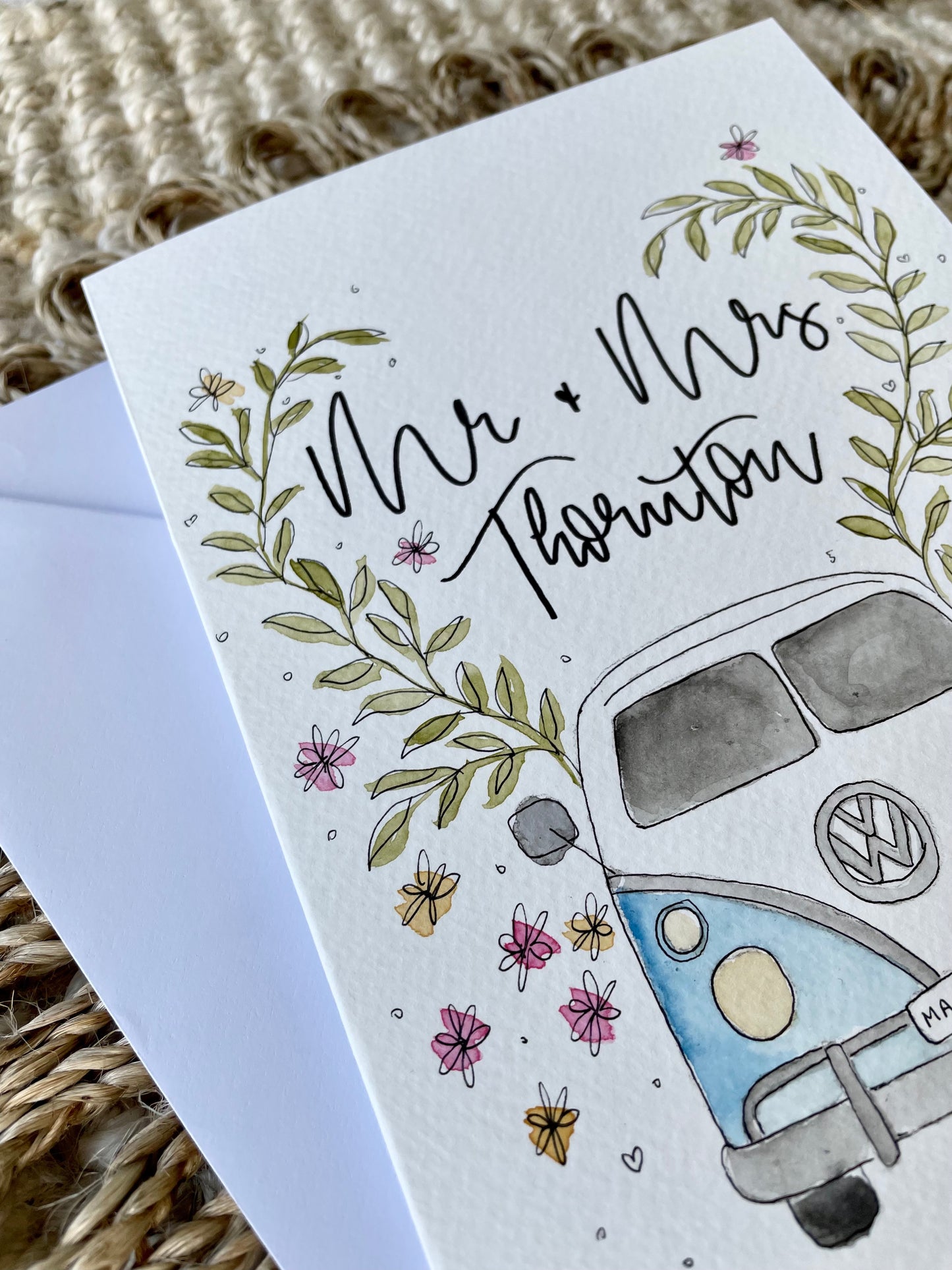 Mr & Mrs Campervan Wedding Card