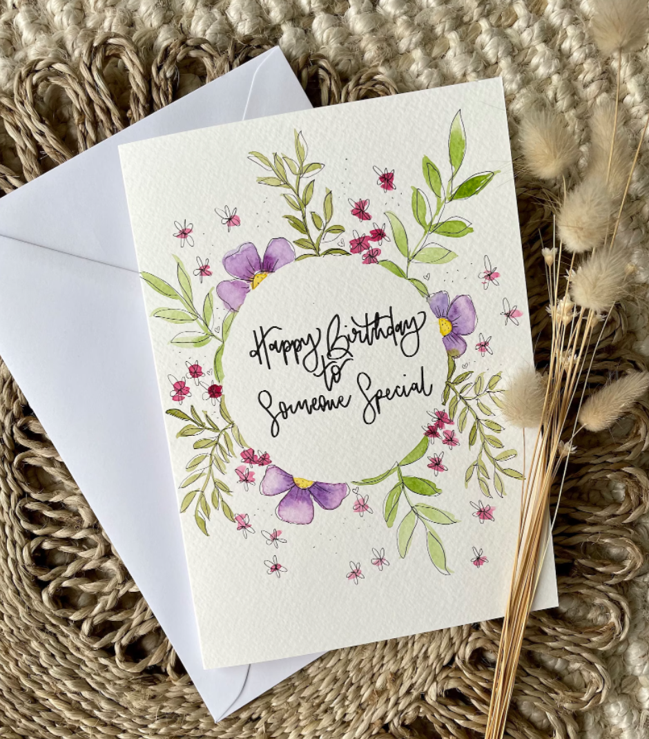 Floral Wreath Birthday Personalised Card