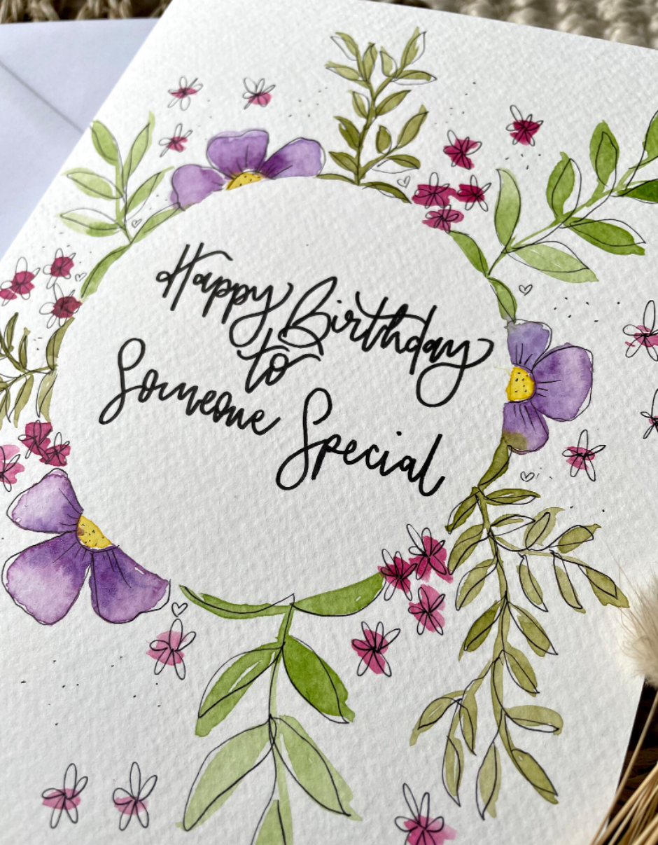 Floral Wreath Birthday Personalised Card