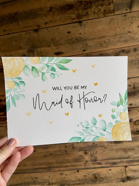Corner Floral Will You Be My Bridesmaid Card